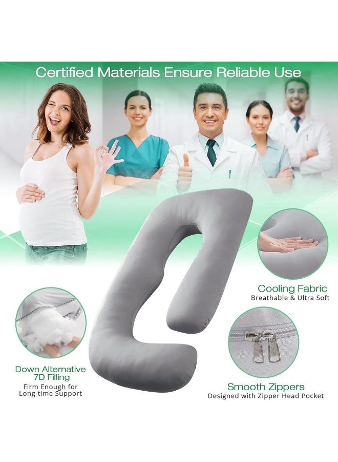 Pregnancy Pillow, Full Body Maternity Pillow for Pregnant Women, Sleeping Support for Back, Hips, Legs, Belly, Pain Relief, Ergonomic Orthopedic Cushion (Grey) - Image 3