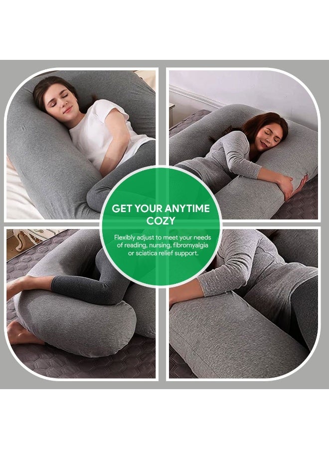 Pregnancy Pillow, Full Body Maternity Pillow for Pregnant Women, Sleeping Support for Back, Hips, Legs, Belly, Pain Relief, Ergonomic Orthopedic Cushion (Grey) - Image 4