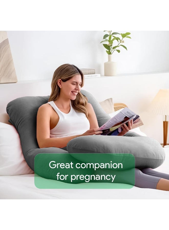Pregnancy Pillow, Full Body Maternity Pillow for Pregnant Women, Sleeping Support for Back, Hips, Legs, Belly, Pain Relief, Ergonomic Orthopedic Cushion (Grey) - Image 5