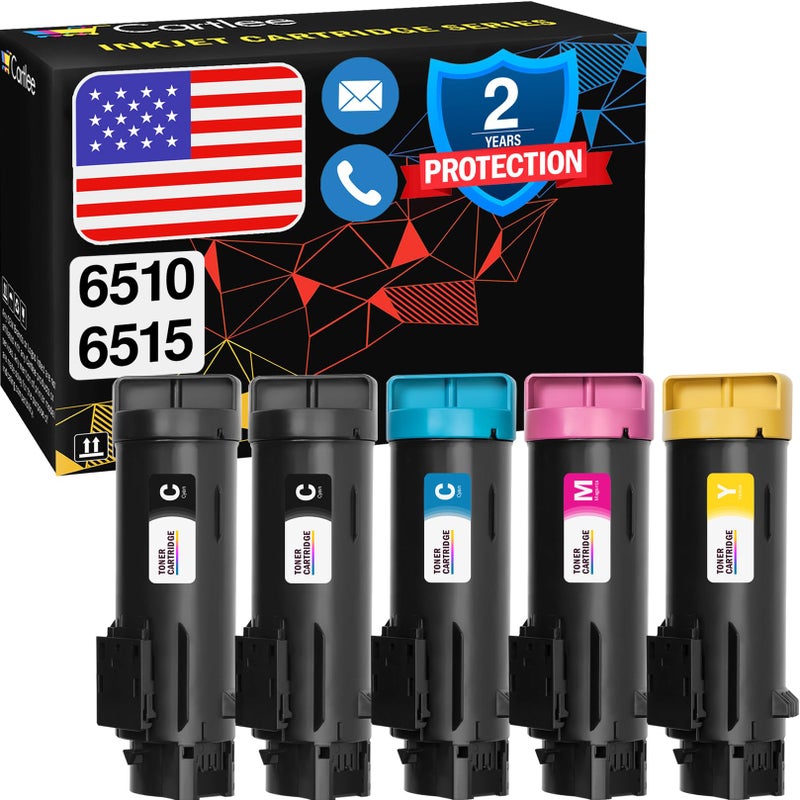 Cartlee Compatible Toner Cartridges Replacement for Xerox Phaser 6510 6510dni 6510dn 6510n Workcentre 6515 6515dni 6515dn 6515n High Yield Laser Printer Ink 2 Black 1 Cyan 1 Magenta 1 Yellow