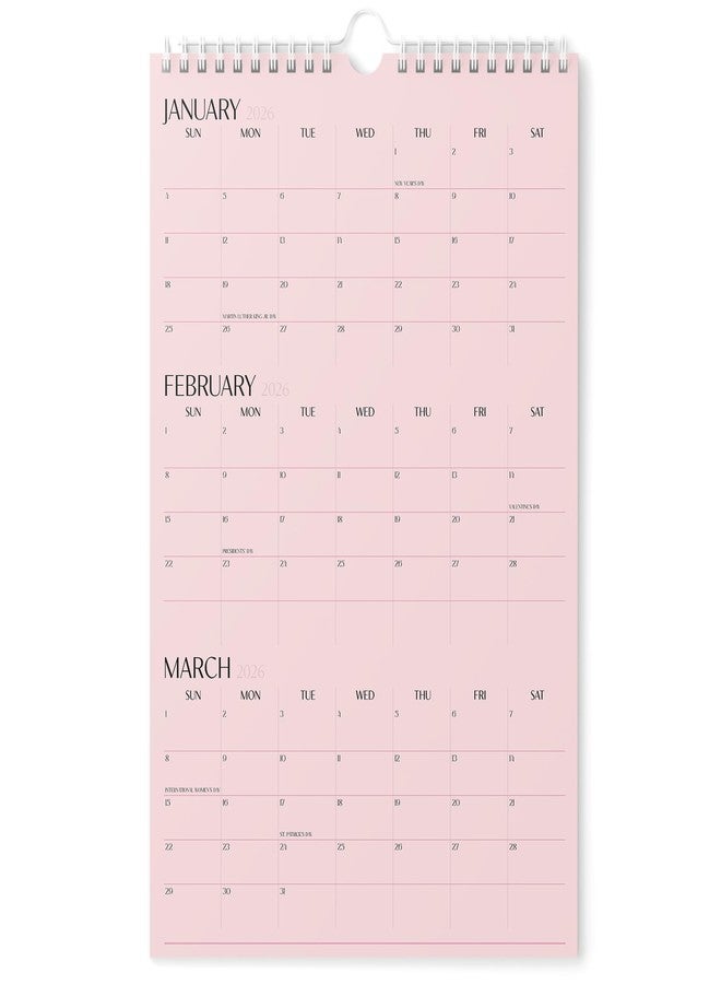 Karto 3 Month Wall Calendar 2026 - Vertical 11x17 inch January 2026 to June 2027 - Boost Your Productivity and Easy Planning with the Aesthetic Monthly Calendar - All Pink - Image 1