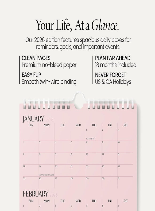 Karto 3 Month Wall Calendar 2026 - Vertical 11x17 inch January 2026 to June 2027 - Boost Your Productivity and Easy Planning with the Aesthetic Monthly Calendar - All Pink - Image 2