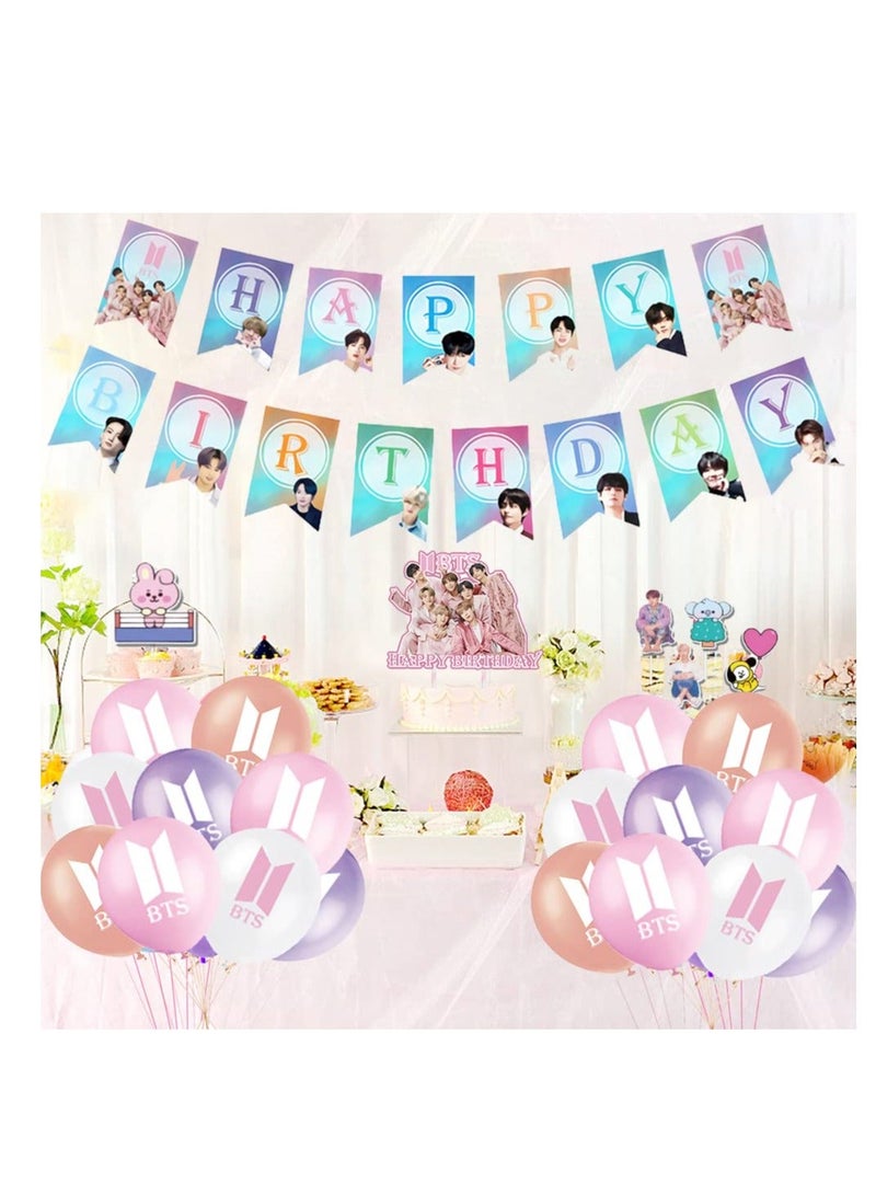 NIBEMINENT BTS Party Supplies 34PCS Bangtan Boys Balloons Theme Cake Decorations for Bulletproof Youth Decoration Birthday Weddings Anniversaries Celebrations - Image 1