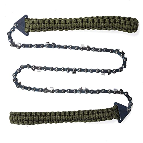 Sucrain Pocket Chainsaw with Paracord Handle, Folding Chain Hand Saw, Emergency Outdoor Survival Gear for Camping, Hunting, Hiking, Cutting Wood & Tree (Army Green, 11 Teeth, 24'' Long) - Image 5