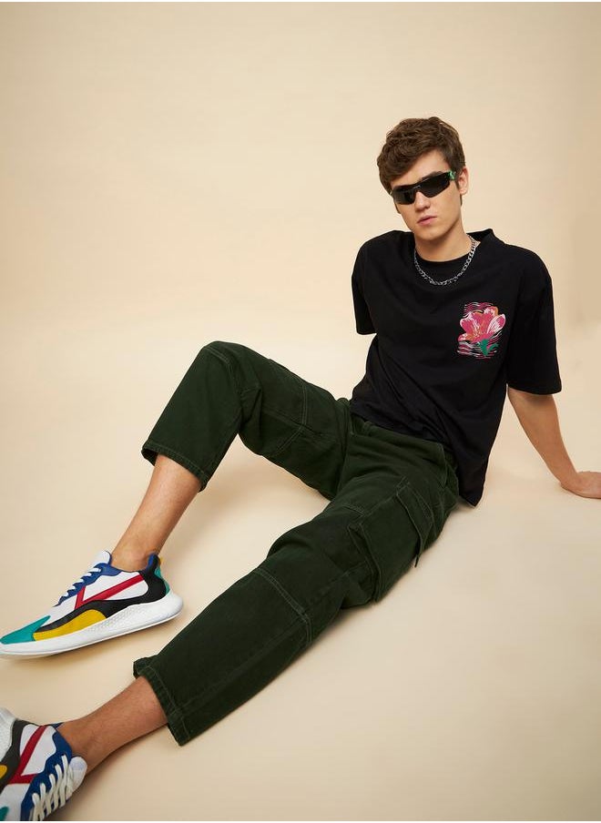 HIGH STAR - Mid Rise Plain Cargo Jeans by Styli - Image 1