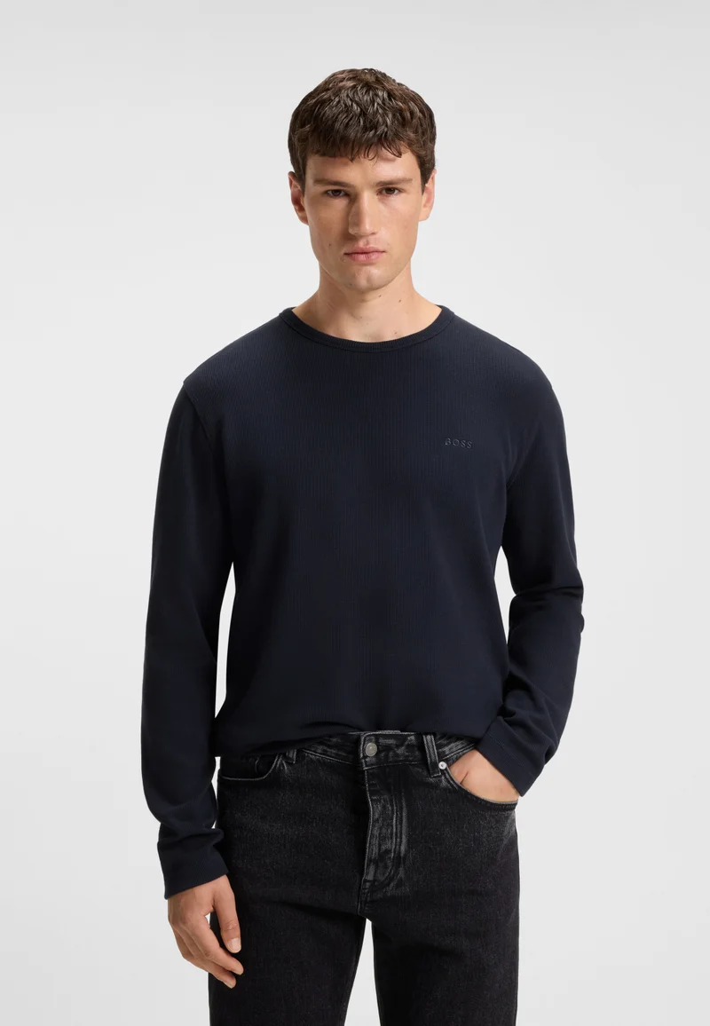 BOSS Cotton-blend T-shirt with waffle structure