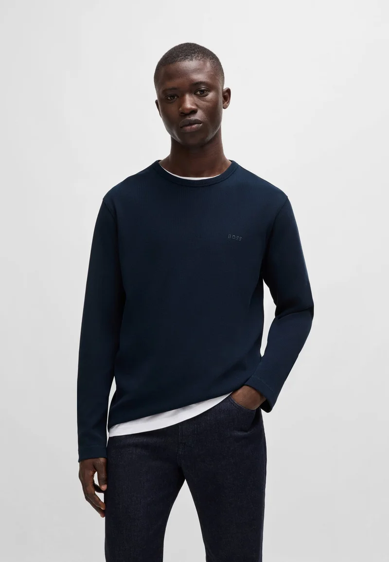 BOSS Cotton-blend T-shirt with waffle structure