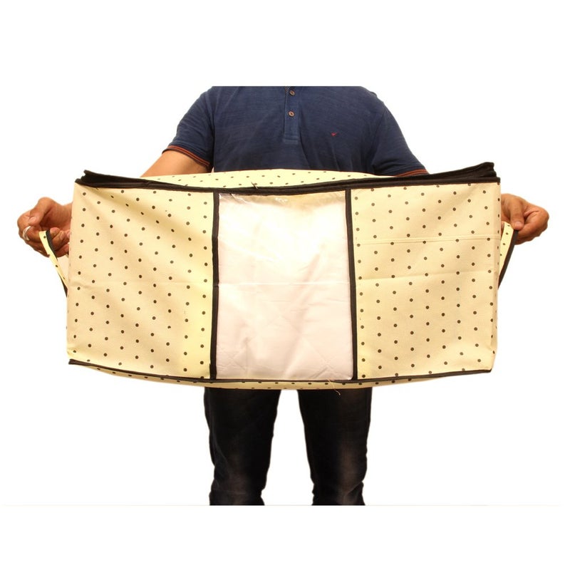 Kuber Industries 3 Piece Rectangular Non Woven Underbed Storage Organiser Set Extra Large Cream CTSN060 - Image 5