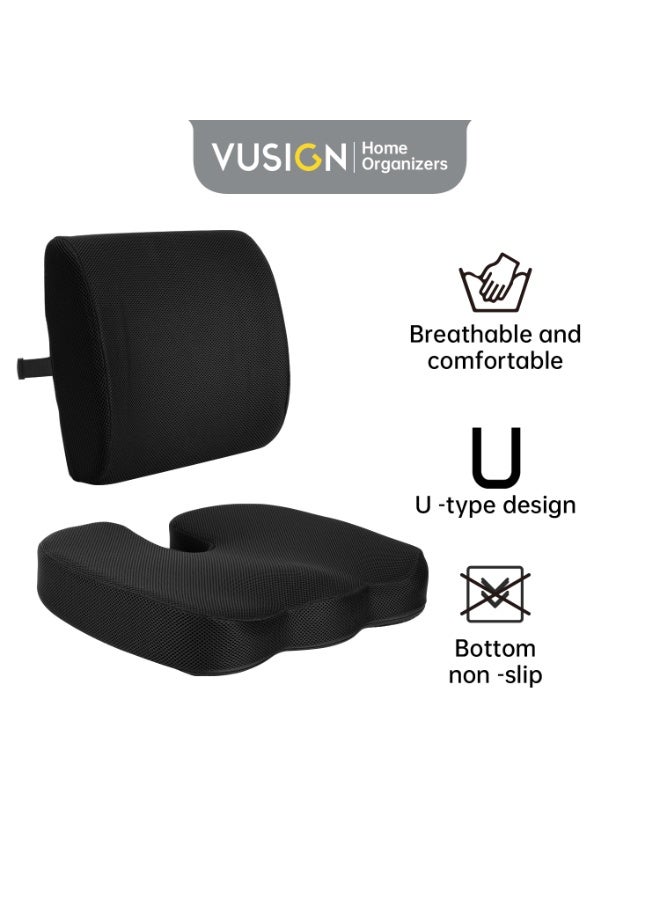 VUSIGN Memory Foam Seat Cushion – Ergonomic Office & Car Chair Support – 46×37×7cm  - Image 1