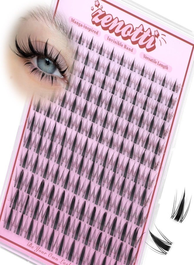 zenotti Fairy Lash Clusters Manga Eyelash Clusters Natural Wispy Cluster Eyelash Extensions with Invisible Band Viva Spiky Individual Lashes DIY Salon Look Lash Extension at Home by zenotti (144pcs 8-18mm) - Image 1