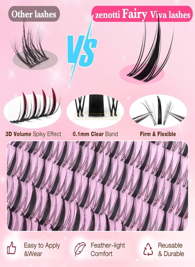 zenotti Fairy Lash Clusters Manga Eyelash Clusters Natural Wispy Cluster Eyelash Extensions with Invisible Band Viva Spiky Individual Lashes DIY Salon Look Lash Extension at Home by zenotti (144pcs 8-18mm) - Image 4