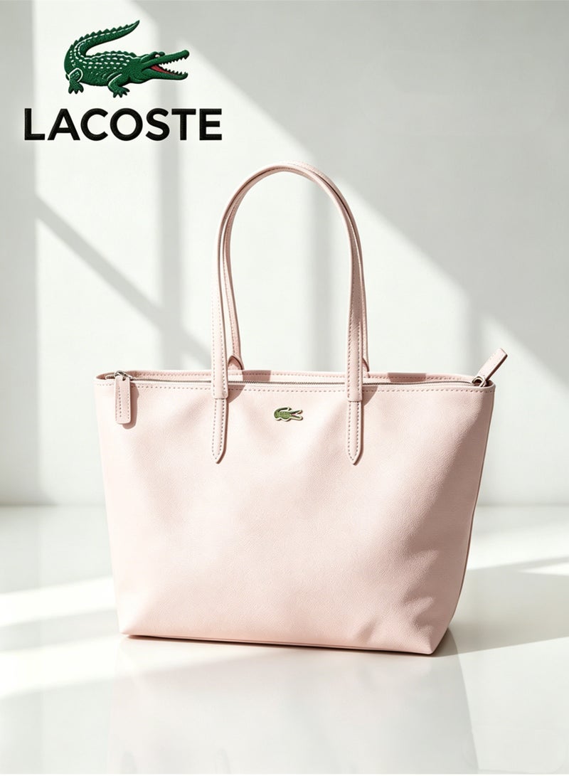 Lacoste Women's L12.12 Concept Fashion Versatile Large Capacity Zipper Camera Bag, Solid Pink Color | 35cm30cm14cm - Image 1