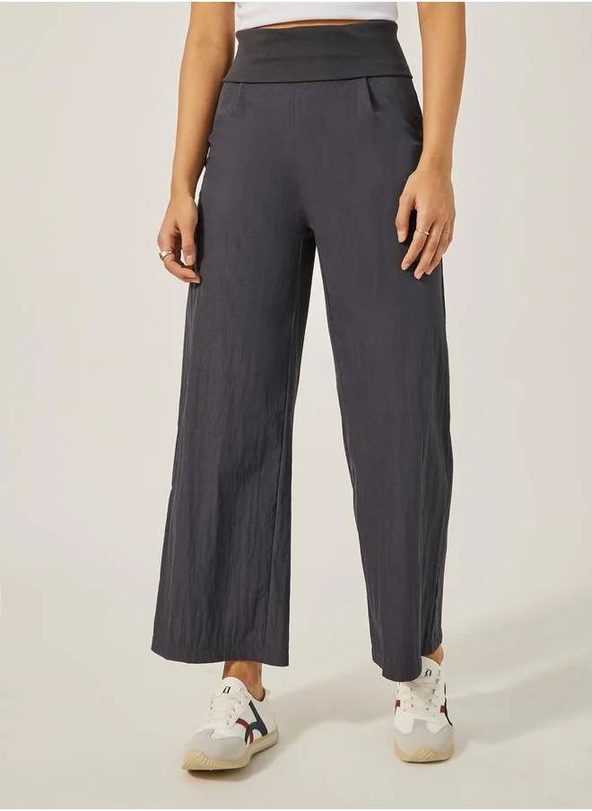 ستايلي Mid Rise Wide Leg Broad Waistband Pants