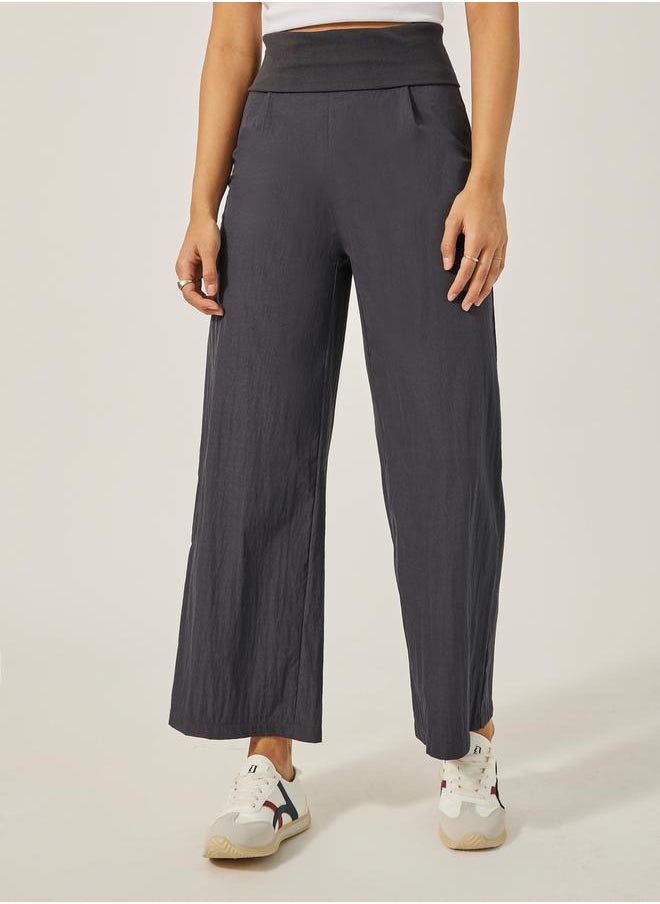 Styli - Mid Rise Wide Leg Broad Waistband Pants - Image 1