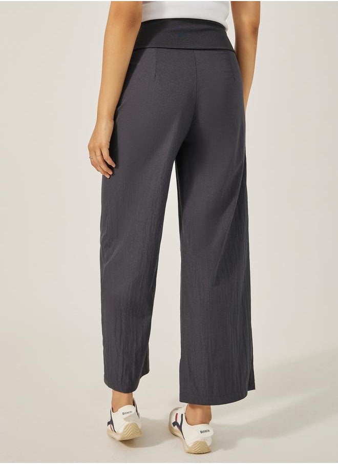 Styli - Mid Rise Wide Leg Broad Waistband Pants - Image 1
