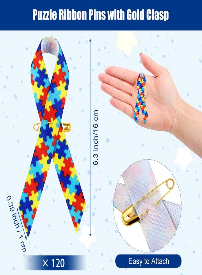 Aodaer 240 PCS Autism Awareness Event Supplies Bulk Pack Motivational Colorful Silicone Wristbands and Puzzle Pieces Ribbon Pins for Party Favor Gift Supplies - Image 4