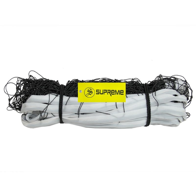 SUPREME شبكة كرة الطائرة نايلون (شريط 4 جوانب) 10 شبكة، ثقيلة (عبوة من 1) شبكة كرة الطائرة (أسود، أبيض) - Image 1