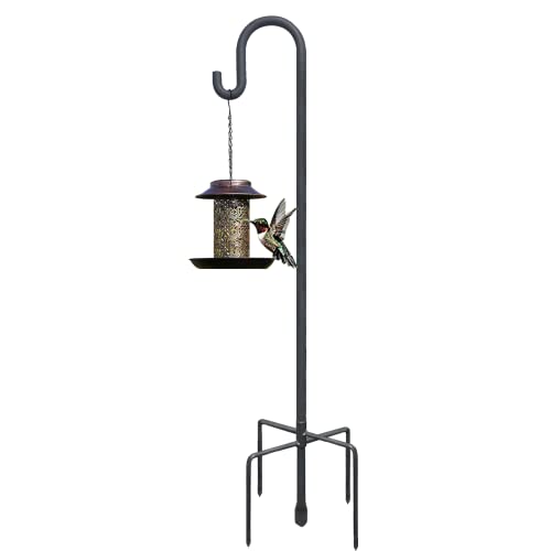 Highpro Shepherds Hooks for Outdoor 47 Inch Bird Feeder Pole Squirrel Proof Hummingbird Feeder Stand Heavy Duty with 5 Prong Base for Hanging Bird Feeder, Plant Baskets, Solar Light Lanterns - Image 1