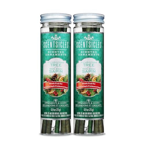 Scentsicles O Christmas Tree Scented Christmas Ornaments with Hooks  2 Bottles 12 Sticks Total - Image 1