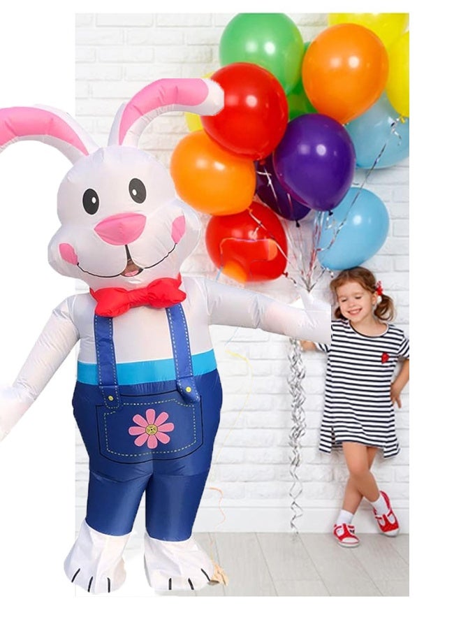 Inflatable Adult Bunny Costume - Blow Up Rabbit Suit with Long Ears Unisex Jumpsuit for Men/Women, Quick Inflate with Built-in Fan- 190T Waterproof Polyester for Halloween, Cosplay, Easter Parties & Themed Events - Fits 150-190cm - Image 2