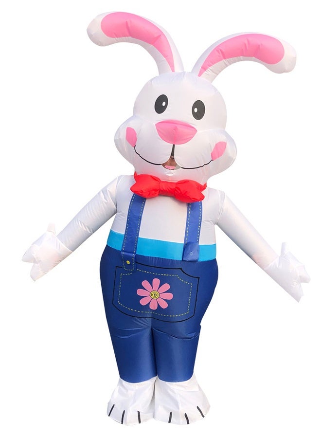 Inflatable Adult Bunny Costume - Blow Up Rabbit Suit with Long Ears Unisex Jumpsuit for Men/Women, Quick Inflate with Built-in Fan- 190T Waterproof Polyester for Halloween, Cosplay, Easter Parties & Themed Events - Fits 150-190cm - Image 1