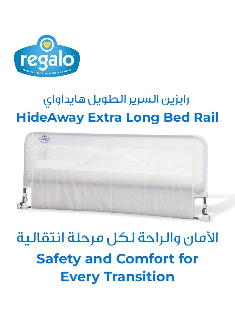 ريجالو سور سرير طويل إضافي للأطفال | ١٣٧ سم × ٥١ سم | حاجز أمان لسرير الصغار | إطار معدني متين | يناسب مرتبة بحجم كوين | سهل التركيب وقابل للطي | معتمد من الجمعية الأمريكية - Image 1