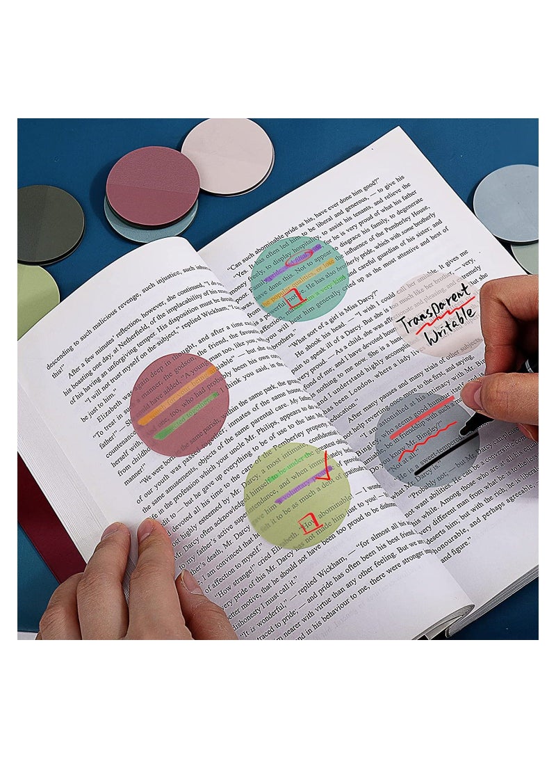 Y&D SYOSI 400Pcs Transparent Sticky Notes, 1.7In Morandi Cute Round Clear Tabs, Self-Adhesive Translucent Book Markers Page Flags Stickers, for Annotating Books, Office & School Study Supplies  - Image 2