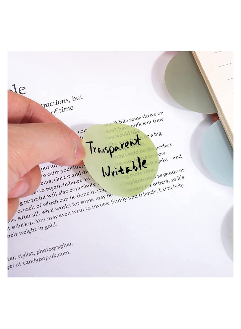 Y&D SYOSI 400Pcs Transparent Sticky Notes, 1.7In Morandi Cute Round Clear Tabs, Self-Adhesive Translucent Book Markers Page Flags Stickers, for Annotating Books, Office & School Study Supplies  - Image 4