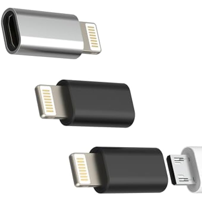 Apple MICRO USB TO LIGHTNING JACK CONVERTER CHARGER (3 PACK) FOR IPHONE 14 13 12 11 PRO MAX 7 8 PLUS X SE XS XR FOR IPAD AIR ACCESSORIES FOR APPLE MALE ANDROID FEMALE CABLE ADAPTER CONVERTER - Image 1