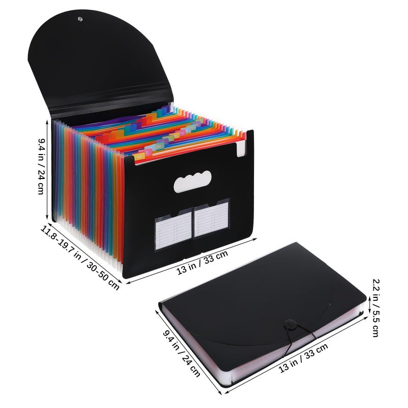 Expandable Accordion File Folder Organizer Portable Plastic Document Storage Box with Multiple Dividers - Image 3