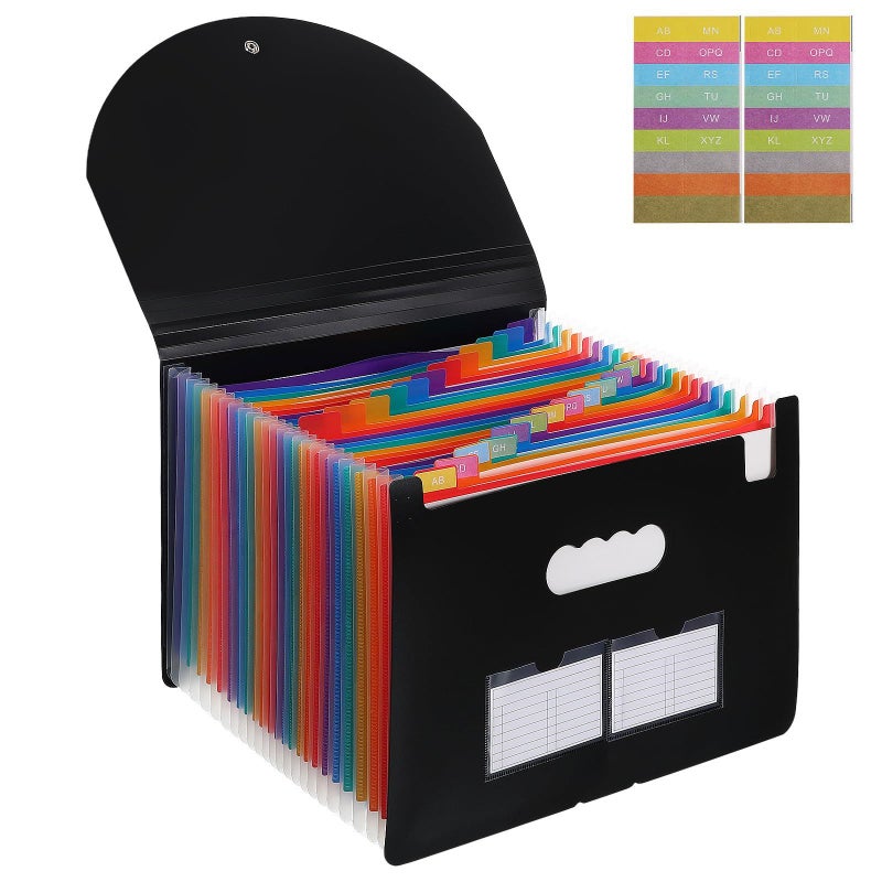 Expandable Accordion File Folder Organizer Portable Plastic Document Storage Box with Multiple Dividers - Image 2