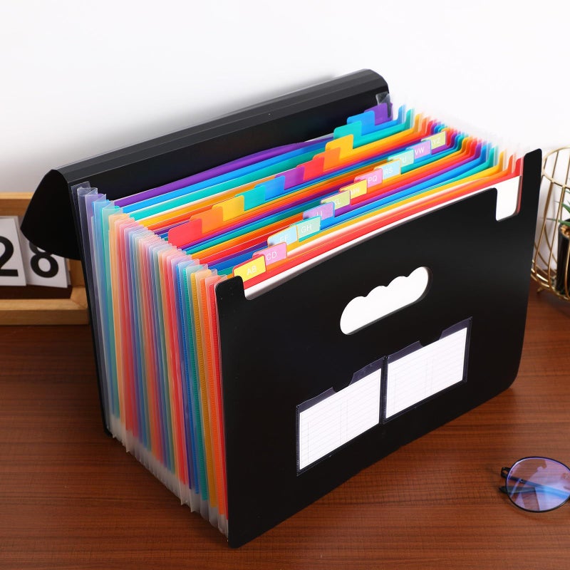 Expandable Accordion File Folder Organizer Portable Plastic Document Storage Box with Multiple Dividers - Image 5
