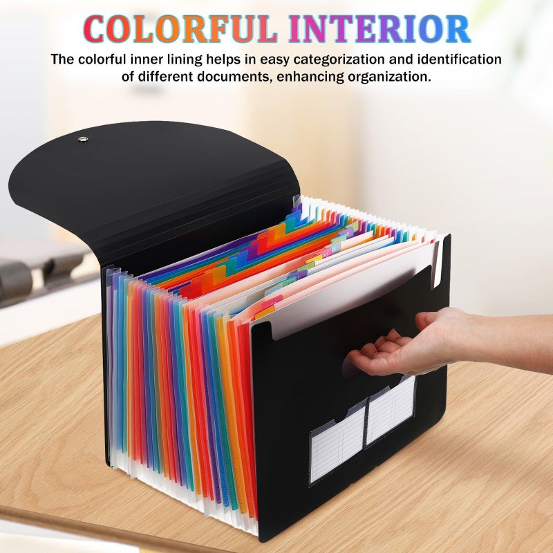 Expandable Accordion File Folder Organizer Portable Plastic Document Storage Box with Multiple Dividers - Image 4