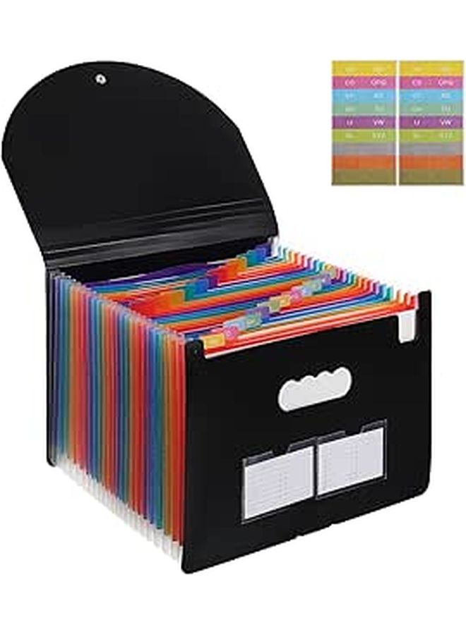 Expandable Accordion File Folder Organizer Portable Plastic Document Storage Box with Multiple Dividers - Image 1