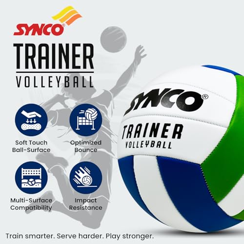 Synco Trainer Volleyball | PVC Volley Ball Machine Stitched | 18 Panel Soft Touch | Durable & Lightweight | Indoor/Outdoor Play | for Youth & Adults Training Volleyball Size- 4 - Image 3