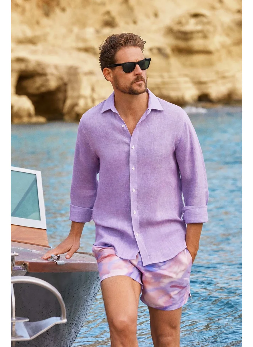 داجي Mountain Lilac Watercolor Des. Short Shorts