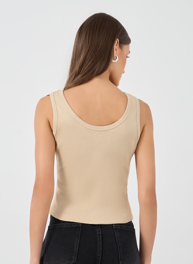 Styli Embroidered Slogan Fitted Round Neck Tank - Image 4