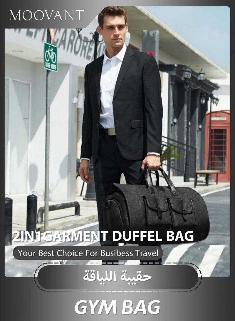 Moovant 2 in 1 Hanging Suitcase Suit, Large Capacity Travel Bag, Carry-on Garment Bag, Waterproof Folded Handbag, Fitness Storage Bag, Multi-purpose Duffel Bag with Shoes Compartment - Image 2