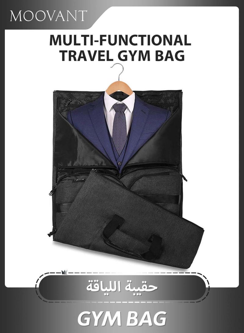 Moovant 2 in 1 Hanging Suitcase Suit, Large Capacity Travel Bag, Carry-on Garment Bag, Waterproof Folded Handbag, Fitness Storage Bag, Multi-purpose Duffel Bag with Shoes Compartment - Image 3