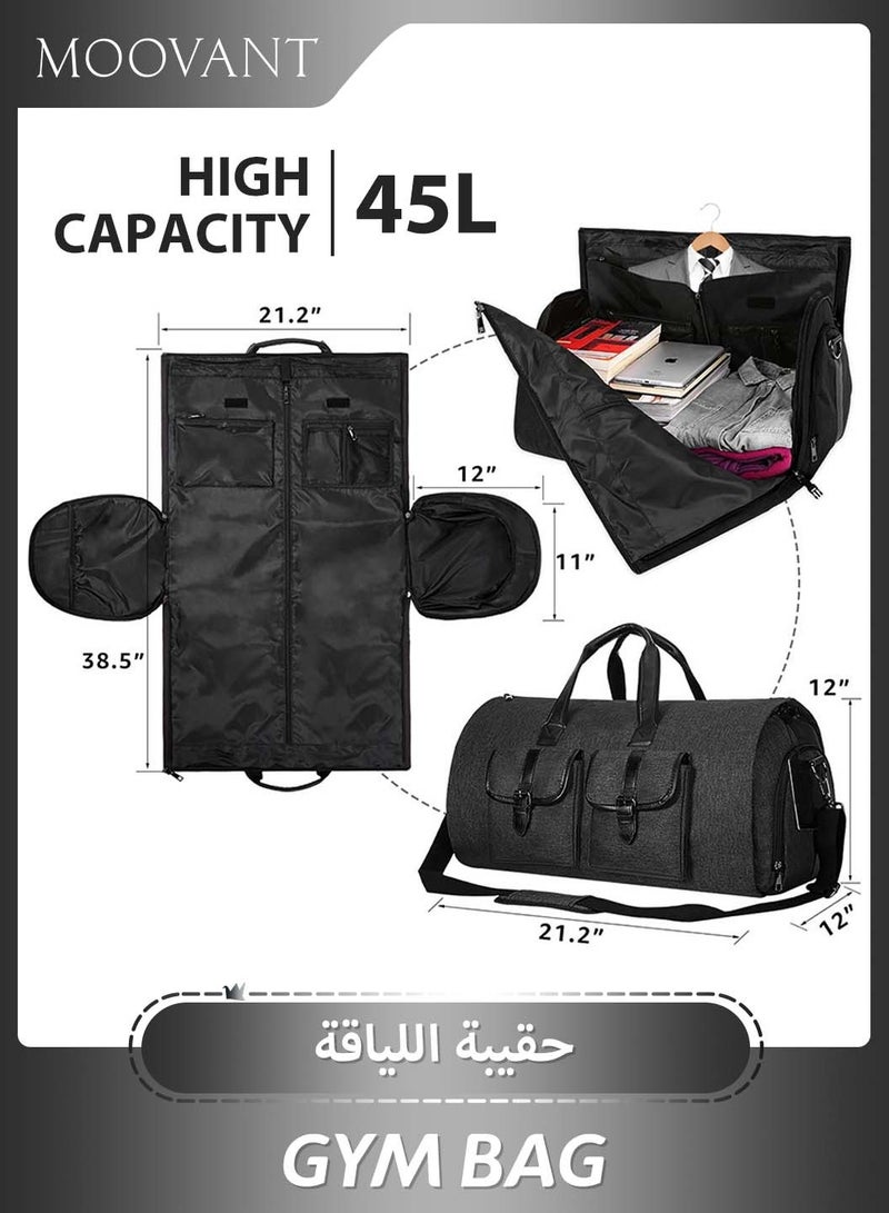 Moovant 2 in 1 Hanging Suitcase Suit, Large Capacity Travel Bag, Carry-on Garment Bag, Waterproof Folded Handbag, Fitness Storage Bag, Multi-purpose Duffel Bag with Shoes Compartment - Image 4