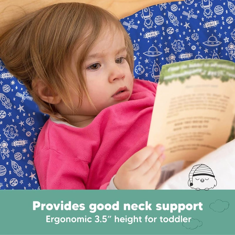 KeaBabies Toddler Pillow with Pillowcase - 13x18 My Little Dreamy Kids Travel Bed Pillows for Sleeping, Organic Cotton Small Pillowcase, Soft & Breathable, Machine Washable,Toddlers 2-5 Years Old(Off to Space) - Image 5