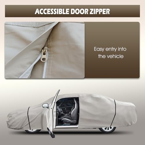 Migaven 6 Layers Car Cover Custom Fit for Toyota Camry 1996-2025, Honda Accord 2001-2025, Waterproof Full Exterior Cover Rain Sun Protection with Door Zipper - Image 3