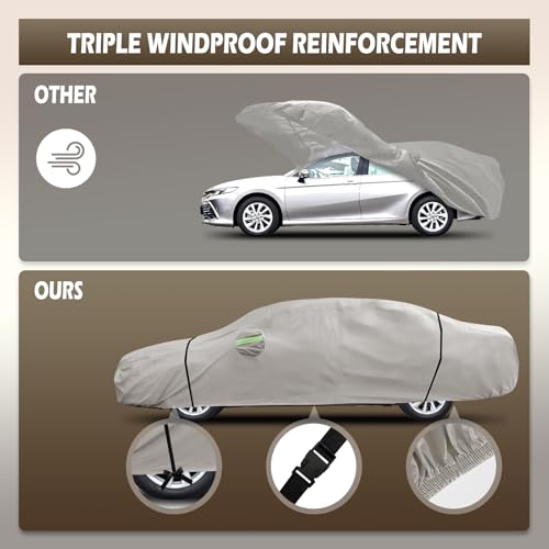 Migaven 6 Layers Car Cover Custom Fit for Toyota Camry 1996-2025, Honda Accord 2001-2025, Waterproof Full Exterior Cover Rain Sun Protection with Door Zipper - Image 4
