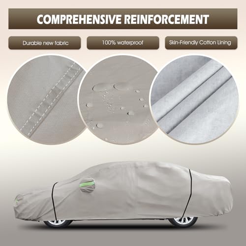 Migaven 6 Layers Car Cover Custom Fit for Toyota Camry 1996-2025, Honda Accord 2001-2025, Waterproof Full Exterior Cover Rain Sun Protection with Door Zipper - Image 2