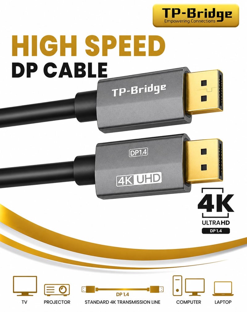 DisplayPort 4K Cable 10 Meter | Gold-Plated Ultra Durable DP to DP Cable for UHD Video, Audio, Gaming Monitor, PC, Laptop & Workstation - Image 4