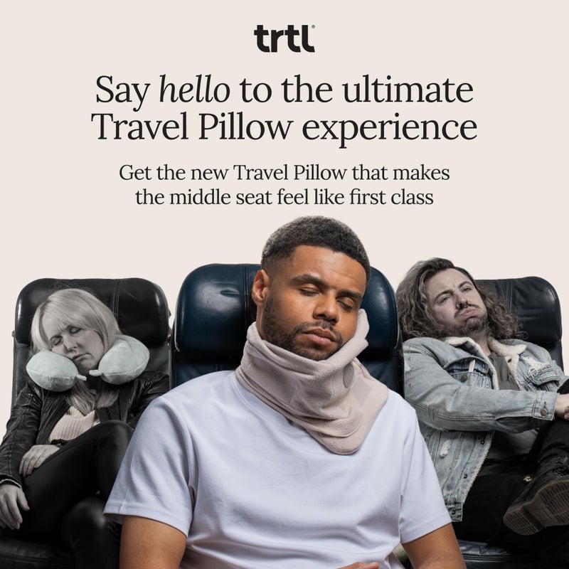 trtl Travel Pillow 2.0 â€“ Scientifically Proven Super Soft Travel Pillow with Premium Head & Neck Support â€“ for Airplane Travel â€“ Machine Washable â€“ Lightweight & Compact - Sand Beige â€“ Small - Image 2