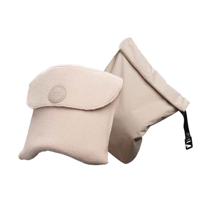 trtl Travel Pillow 2.0 â€“ Scientifically Proven Super Soft Travel Pillow with Premium Head & Neck Support â€“ for Airplane Travel â€“ Machine Washable â€“ Lightweight & Compact - Sand Beige â€“ Small - Image 1