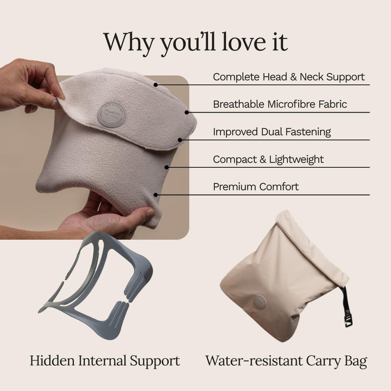 trtl Travel Pillow 2.0 â€“ Scientifically Proven Super Soft Travel Pillow with Premium Head & Neck Support â€“ for Airplane Travel â€“ Machine Washable â€“ Lightweight & Compact - Sand Beige â€“ Small - Image 5