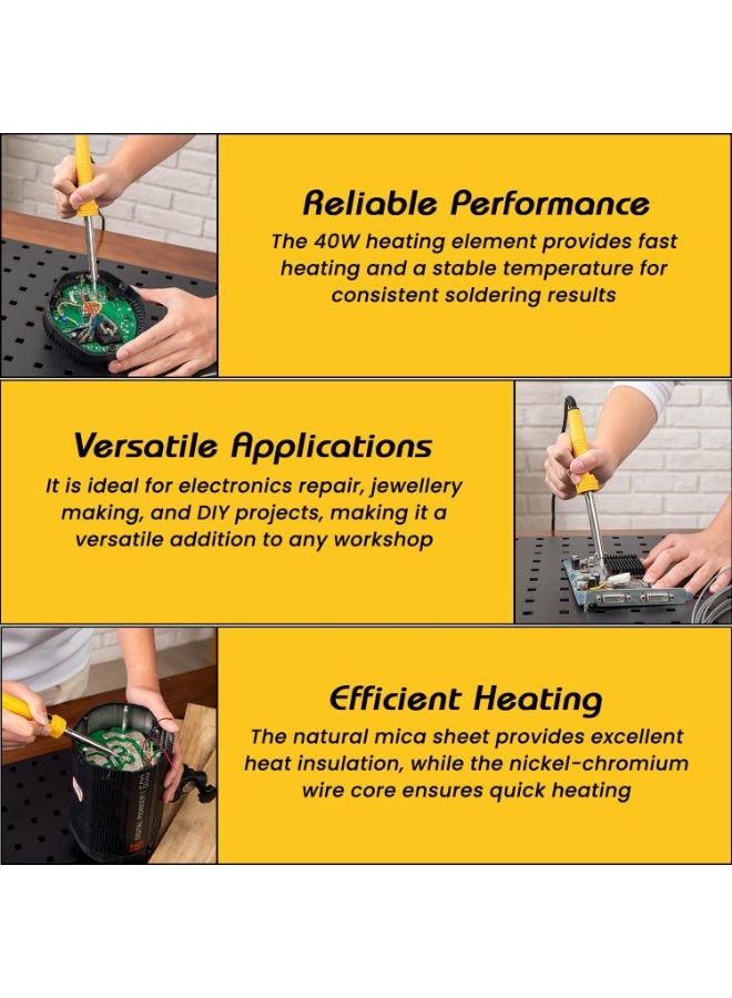 Deli 40W Soldering Iron - Nichrome Heating Element with Adjustable Temperature - Ergonomic Grip for Electronics & DIY - Image 2