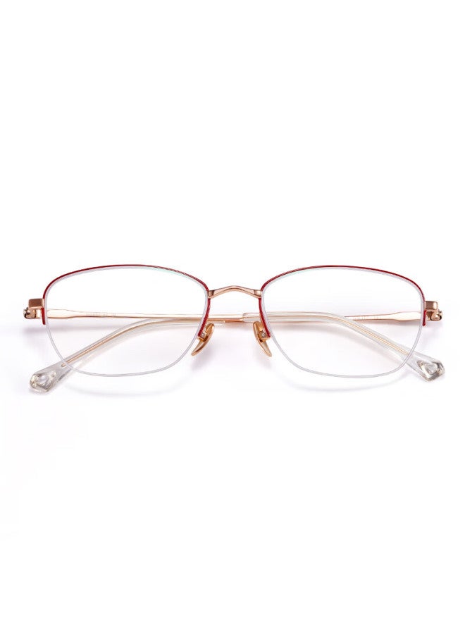 Sunset Red Pure Titanium Reading Gl Women Fashion High-end Blue Light Blocking Mother's Day Gift Model A103m +3.00 Strength - Image 1